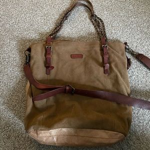 Liebskind Berlin Brown 1/2 Leather 1/2 Suede Crossbody/Shoulder Bag